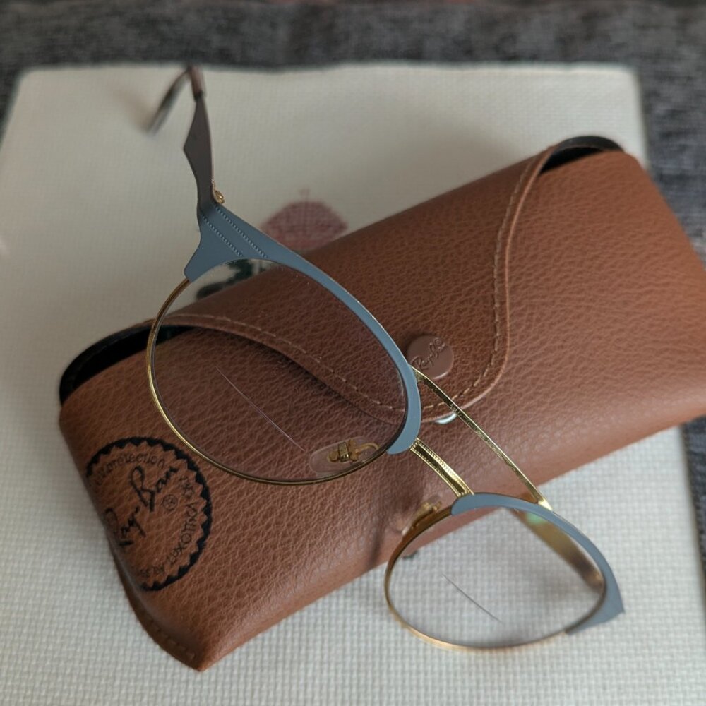Ray Ban RB3545V 2913 Gold Grey Round Modern Eyeglasses FRAMES 49 20 140 & Case